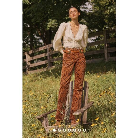 Pilcro Denim - Anthropologie Pilcro icon flare low rise jeans corduroy boho artsy stretch 27 T
